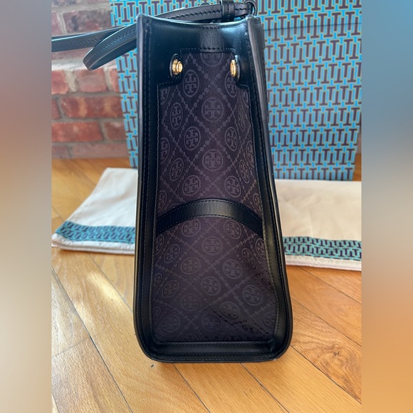 Tory Burch Black Ella T Monogram Quadrant Tote - Picture 6 of 15